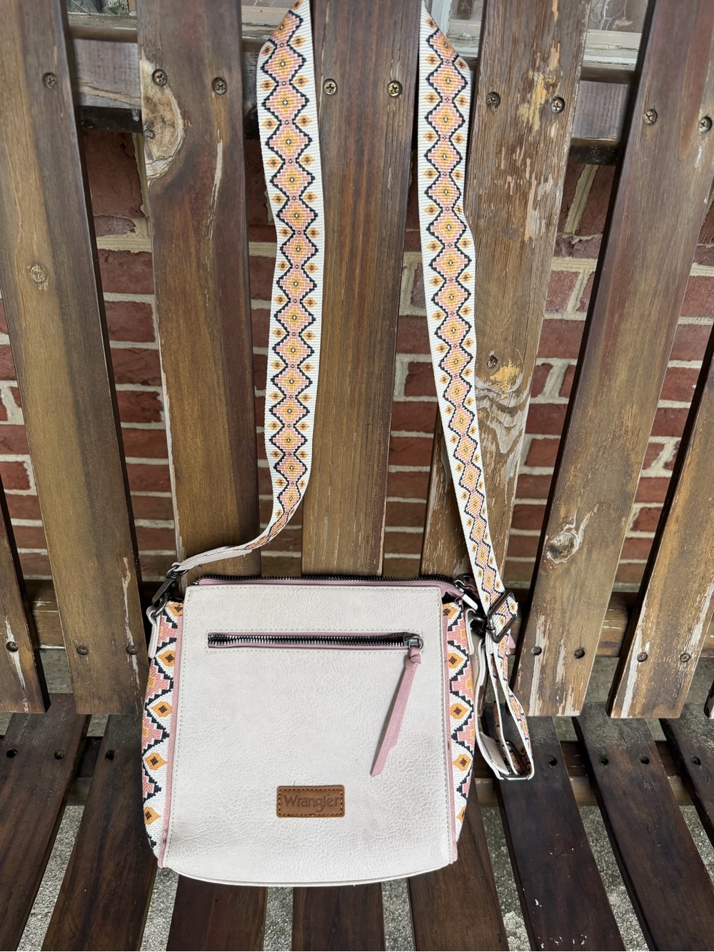 Wrangler Blush Pink Crossbody with Patterned Adjustable Strap